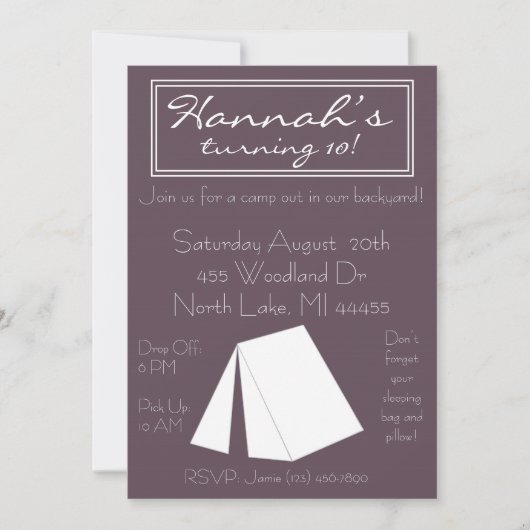 Glamping Campout Birthday Uitnodiging (Voorkant)