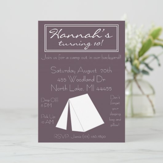 Glamping Campout Birthday Uitnodiging (Staand voorkant)