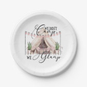 Glamping classic ronde sticker papieren bordje (Voorkant)