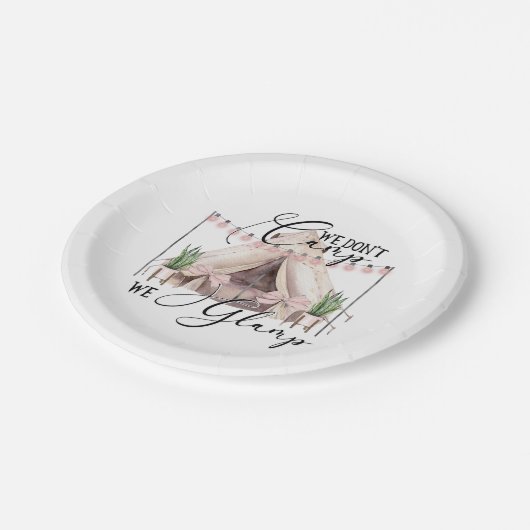 Glamping classic ronde sticker papieren bordje (Gekanteld)