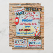 Glamping en wijn weekend feest kaart (Voorkant / Achterkant)