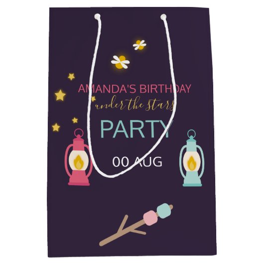 Glamping-feest aangepaste gastgeschenken medium cadeauzakje (Voorkant)