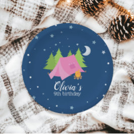 Glamping Girl Camping Verjaardagsfeest Borden Papieren Bordje