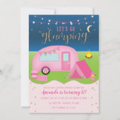 Glamping Girls Camping Birthday Invitation Kaart (Voorkant)
