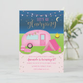 Glamping Girls Camping Birthday Invitation Kaart (Staand voorkant)