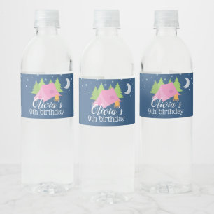 Glamping Girls Camping Birthday Party Water Labels Waterfles Etiket