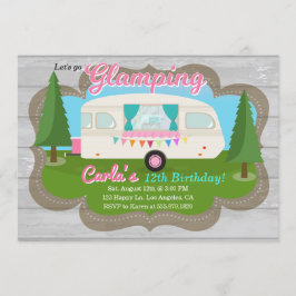 Glamping Girls Camping Verjaardagsfeestje Uitnodig Kaart