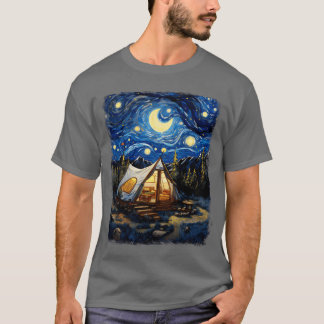 Glamping Glamper Camping Camper Starry Night Paint T-shirt