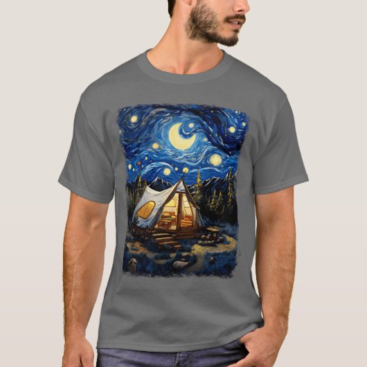Glamping Glamper Camping Camper Starry Night Paint T-shirt (Voorkant)