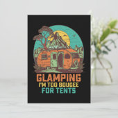 Glamping Ik ben te bougee voor tenten retro  Kaart (Staand voorkant)