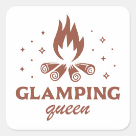 Glamping koningin meisjes trip camping boho esthet vierkante sticker