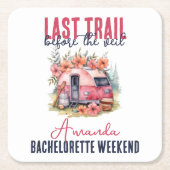 Glamping Laatste Trail Bachelorette Feest Weekend Kartonnen Onderzetters (Voorkant)
