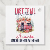 Glamping Laatste Trail Bachelorette Weekend Bedankjes Labels (Achterkant)