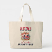 Glamping Laatste Trail Bruidsfeest Weekend Grote Tote Bag (Achterkant)