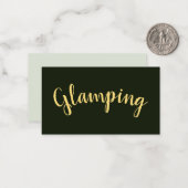 GLAMPING leuke tekst op bosgroene achtergrond Notitiekaartje (Voorkant / Achterkant in situ)