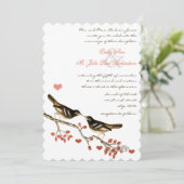 Glamping Lovebird Coral Enchanted Forest Wedding Kaart (Staand voorkant)