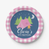 Glamping Meisje Camping Verjaardagsfeest borden Papieren Bordje (Voorkant)