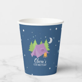 Glamping meisje camping verjaardagsfeest paarse te papieren bekers