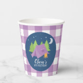 Glamping Meisje Camping Verjaardagsfeestje paarse  Papieren Bekers (Voorkant)