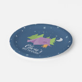 Glamping Meisje Paarse Tent Camping Verjaardag Papieren Bordje (Gekanteld)