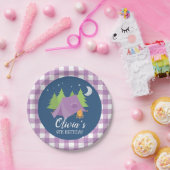 Glamping Meisje paarse tent Camping Verjaardagsfee Papieren Bordje (Feest)