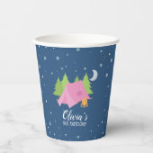 Glamping Meisje Roze Camping Verjaardagsfeest Papieren Bekers (Voorkant)