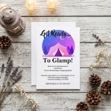 Glamping Meisjes Camping Verjaardagsfeest Uitnodig