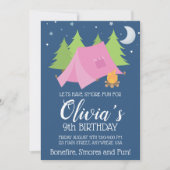 Glamping Meisjes Camping verjaardagsfeestje Uitnod Kaart (Voorkant)