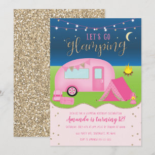 Glamping Meisjes Camping Verjaardagsuitnodiging Kaart