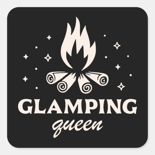 Glamping meisjes luxe camping esthetiek grappig vierkante sticker (Voorkant)