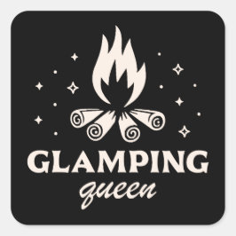 Glamping meisjes luxe camping esthetiek grappig vierkante sticker