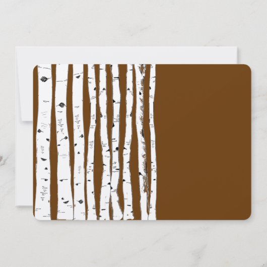 Glamping Mocha Brown Birch Tree Wedding Kaart (Achterkant)