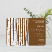 Glamping Mocha Brown Birch Tree Wedding Kaart (Staand voorkant)