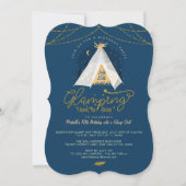 Glamping onder de Stars Tepee Navy & Gold Camping Kaart (Voorkant)