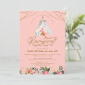 Glamping onder de Stars Tepee Pink & Gold Camping Kaart (Staand voorkant)