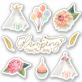 Glamping Onder de Sterren Kampeer Verjaardags Them Sticker (Voorkant)