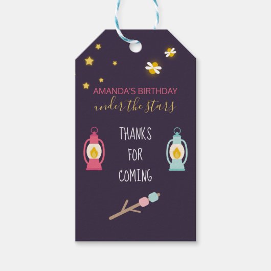 Glamping Party aangepaste gastserver Cadeaulabel (Voorkant)