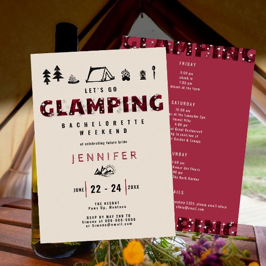 Glamping Pset Rhinestones Bachelorette Weekend Kaart