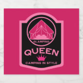 Glamping Queen Camping in stijl Sparkling Wijnetiket (Enkel label)