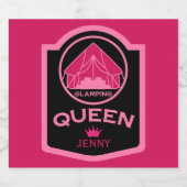 Glamping Queen Camping in stijl Sparkling Wijnetiket (Enkel label)