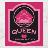 Glamping Queen Camping in stijl Wijn Etiket (Enkel label)