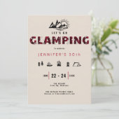 Glamping Red Pset Rhinestones 30e verjaardag Kaart (Staand voorkant)
