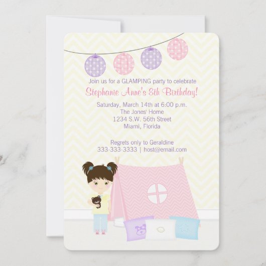 Glamping Slaapfeest Kaart (Voorkant)