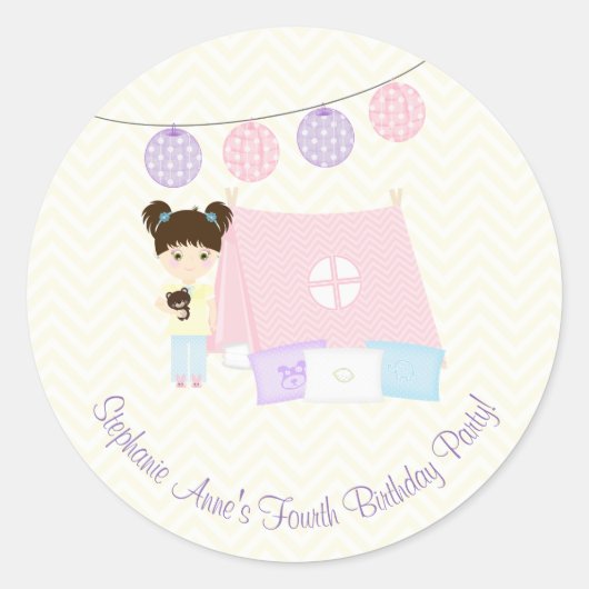 Glamping Slapepover Party Ronde Sticker (Voorkant)