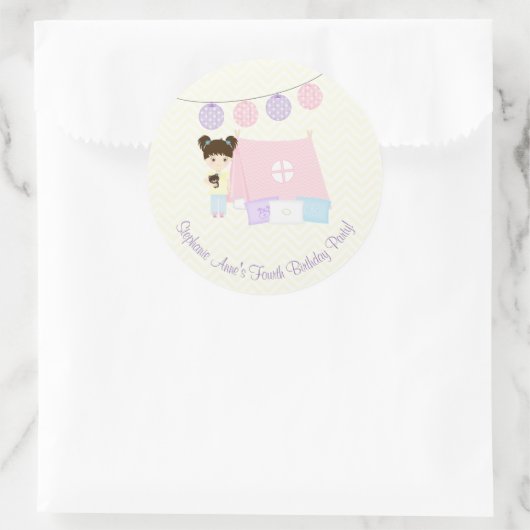 Glamping Slapepover Party Ronde Sticker (Tas)