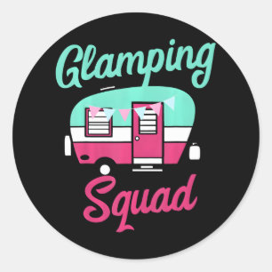 Glamping Squad Schattige Popup Camper Glamping Ronde Sticker