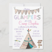 Glamping thema verjaardagsuitnodiging kaart (Voorkant)
