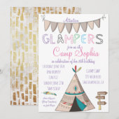 Glamping thema verjaardagsuitnodiging kaart (Voorkant / Achterkant)