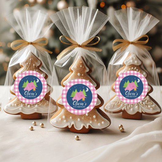 Glamping verjaardag uitnodigen envelop afdichtinge ronde sticker