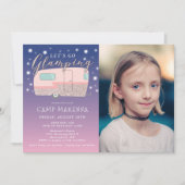 Glamping Verjaardagsfeest Bedazzled Foto Kaart (Voorkant)